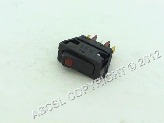 On/Off Switch (Red) 16a 250v - Inomak SA PUSHW116 XW16 Fits Many Hot Cupboards & Pizza Ovens